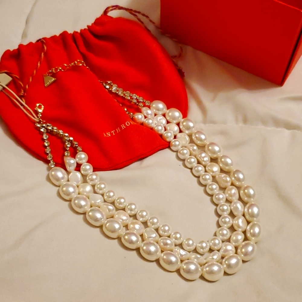 Anthropologie/BHLDN Bouchet pearl/crystal necklace